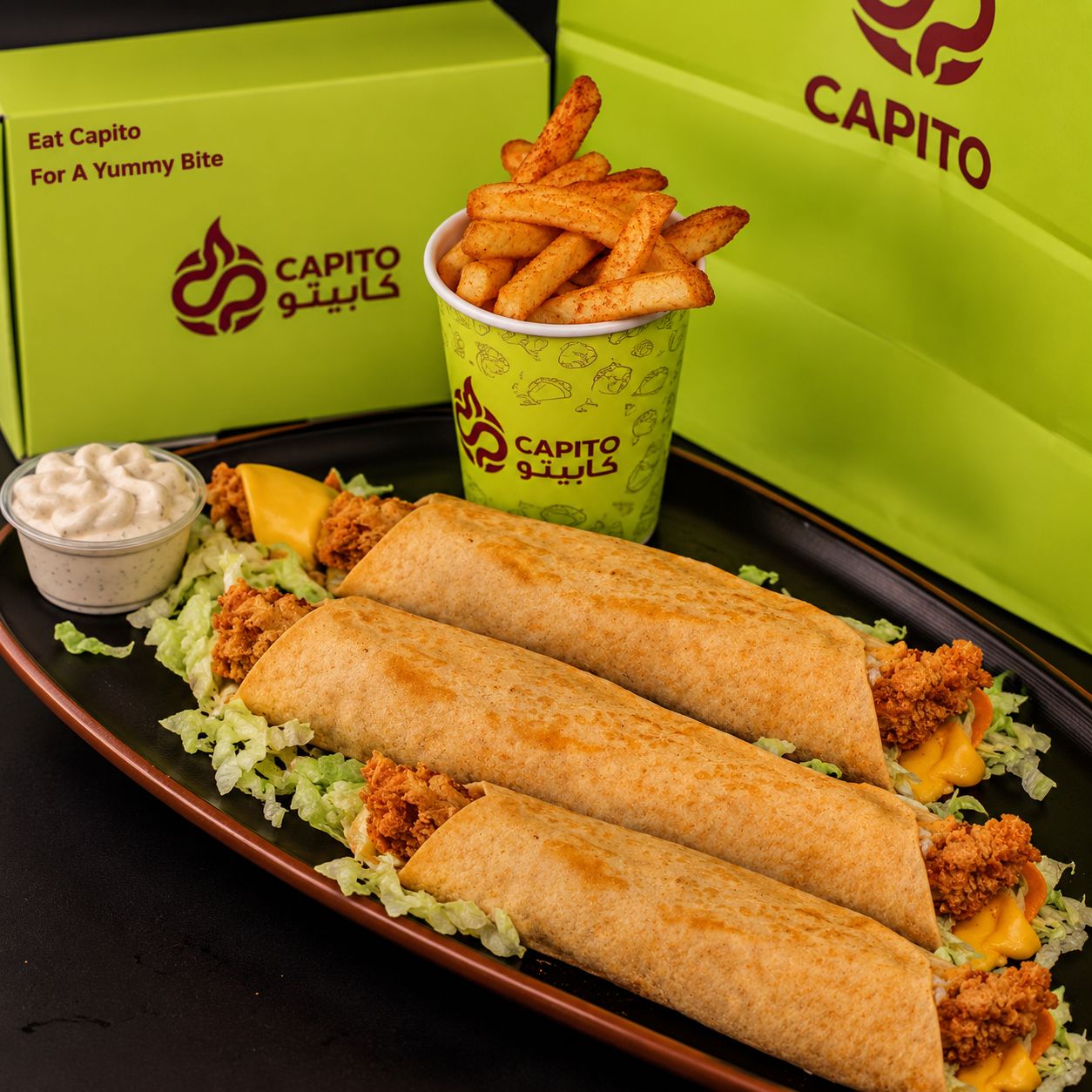 CP 3 Tortilla Spicy, fries, sauce